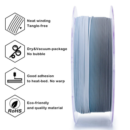 3D Craft Fast Gradient Matte PLA Filament 1.75mm, Gray Layer Rock