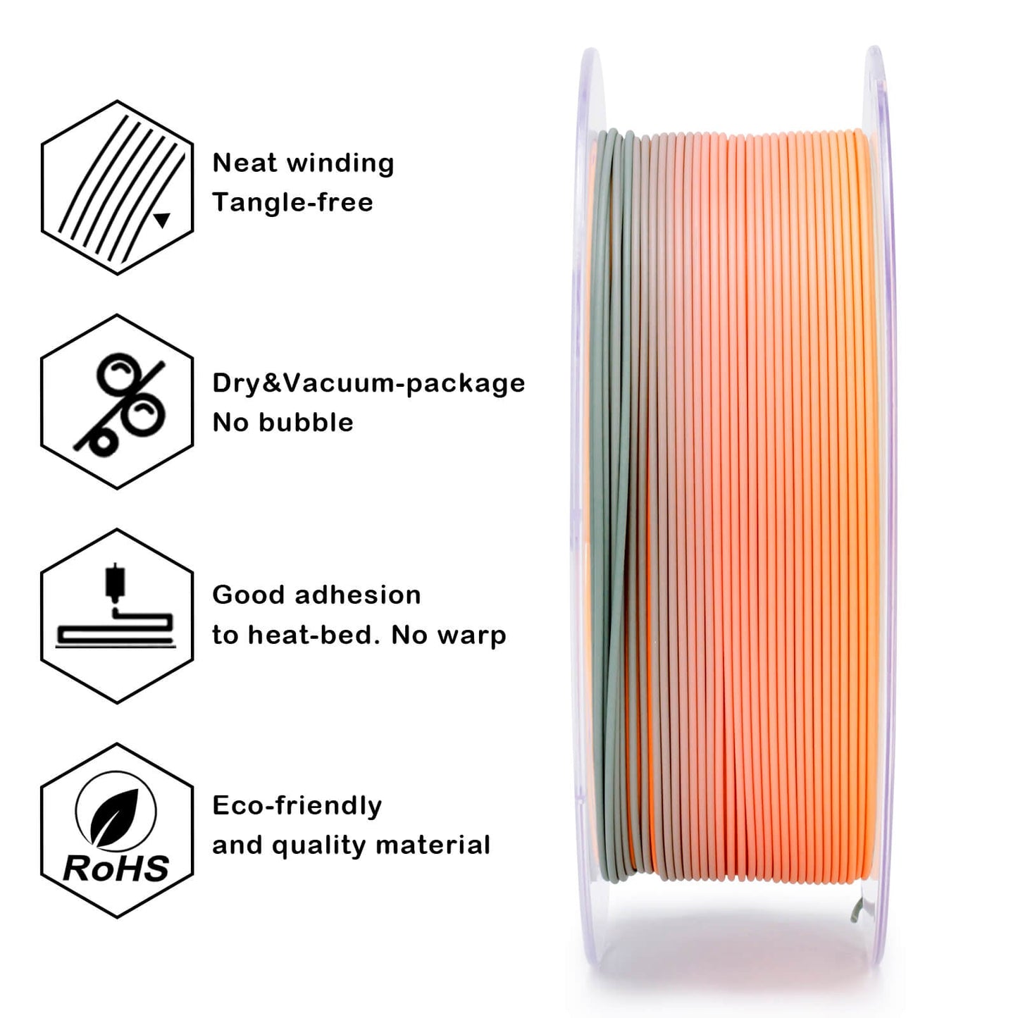 3D Craft Fast Gradient Matte PLA Filament 1.75mm, Harvest Bliss