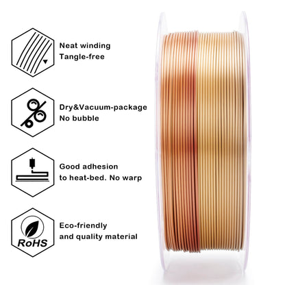 3D Craft Fast Gradient Silk PLA Filament 1.75mm, Ember