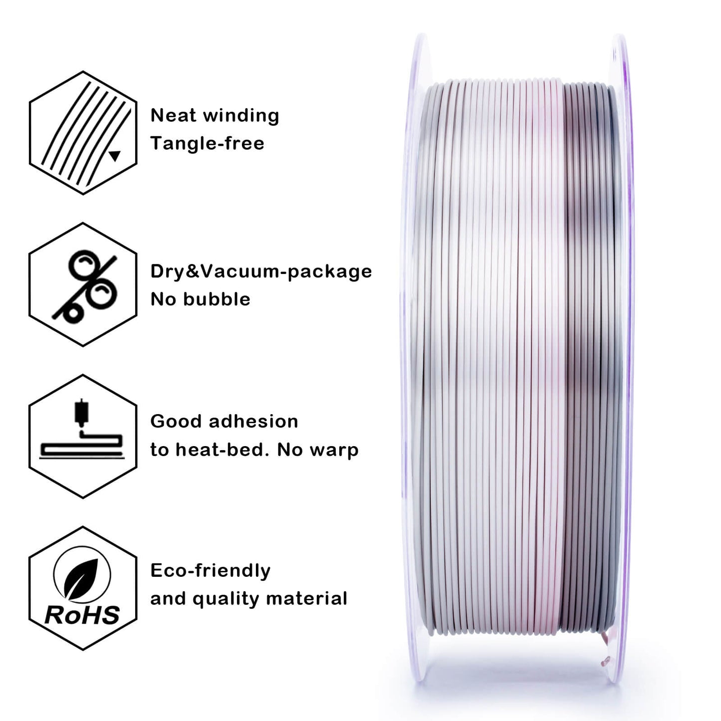 3D Craft Fast Gradient Silk PLA Filament 1.75mm, Lunar Bloom