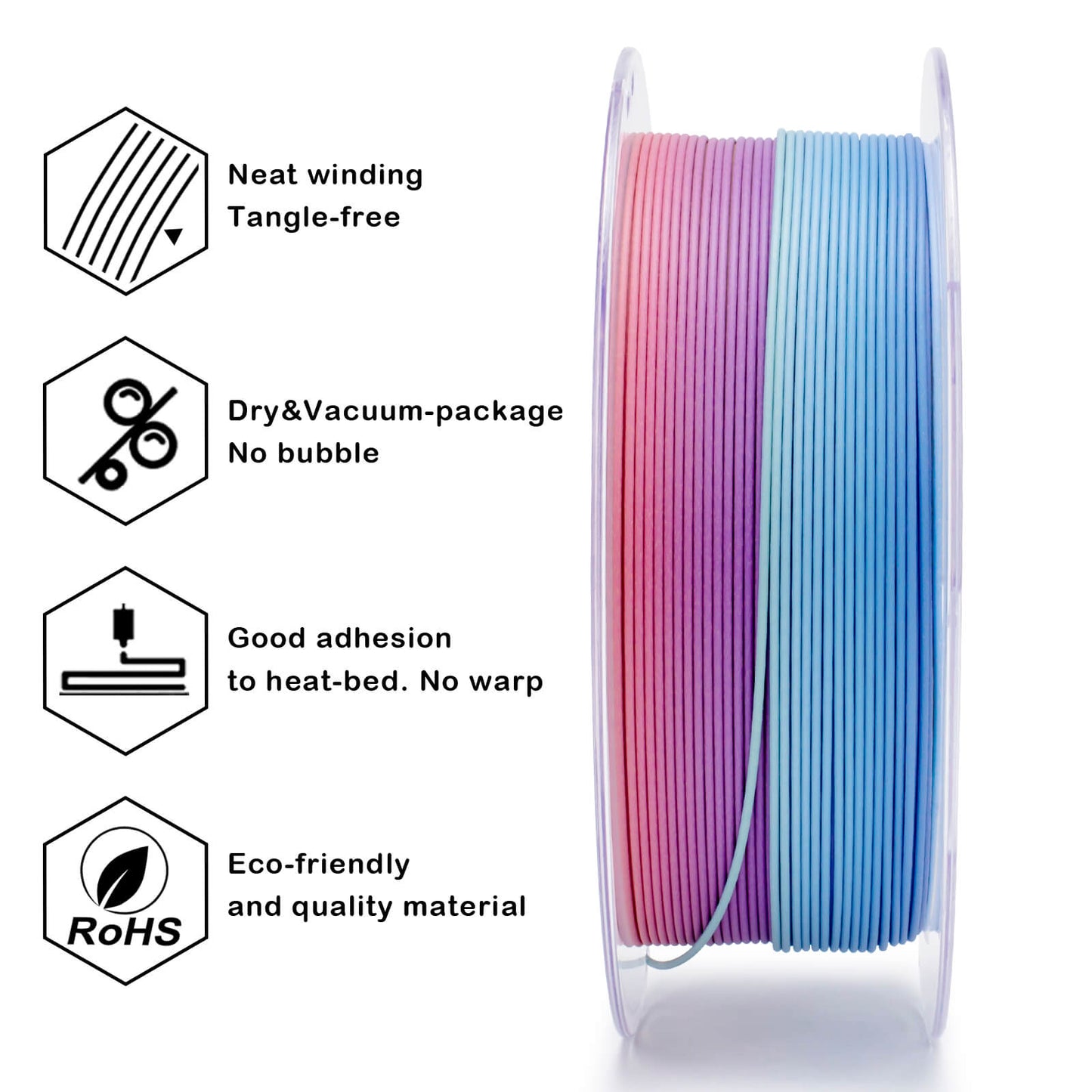 3D Craft Fast Gradient Matte PLA Filament 1.75mm, Vibrant Coral