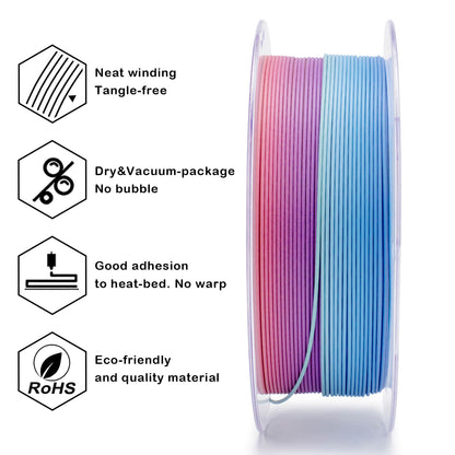 3D Craft Fast Gradient Matte PLA Filament 1.75mm, Vibrant Coral