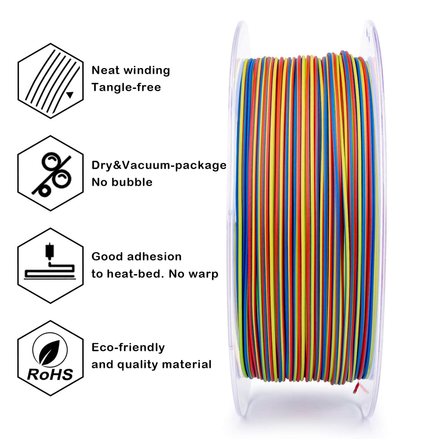 3D Craft  Stripes Matte PLA Fast Color Change Filament 1.75mm 1kg/2.2lb Spool , Carnival Stripes