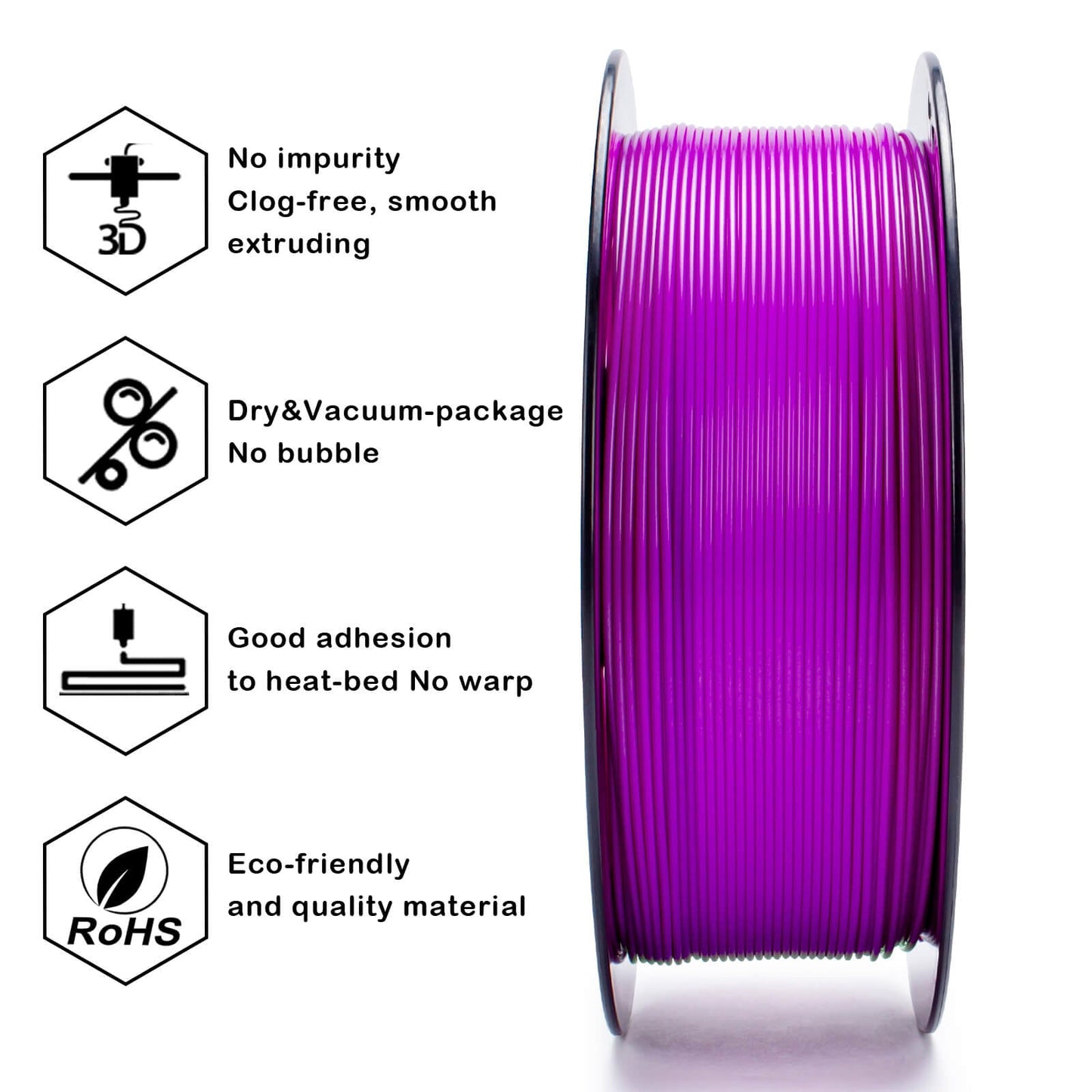 3D Craft  Fluorescence PLA Filament 1.75mm, Fluo Purple