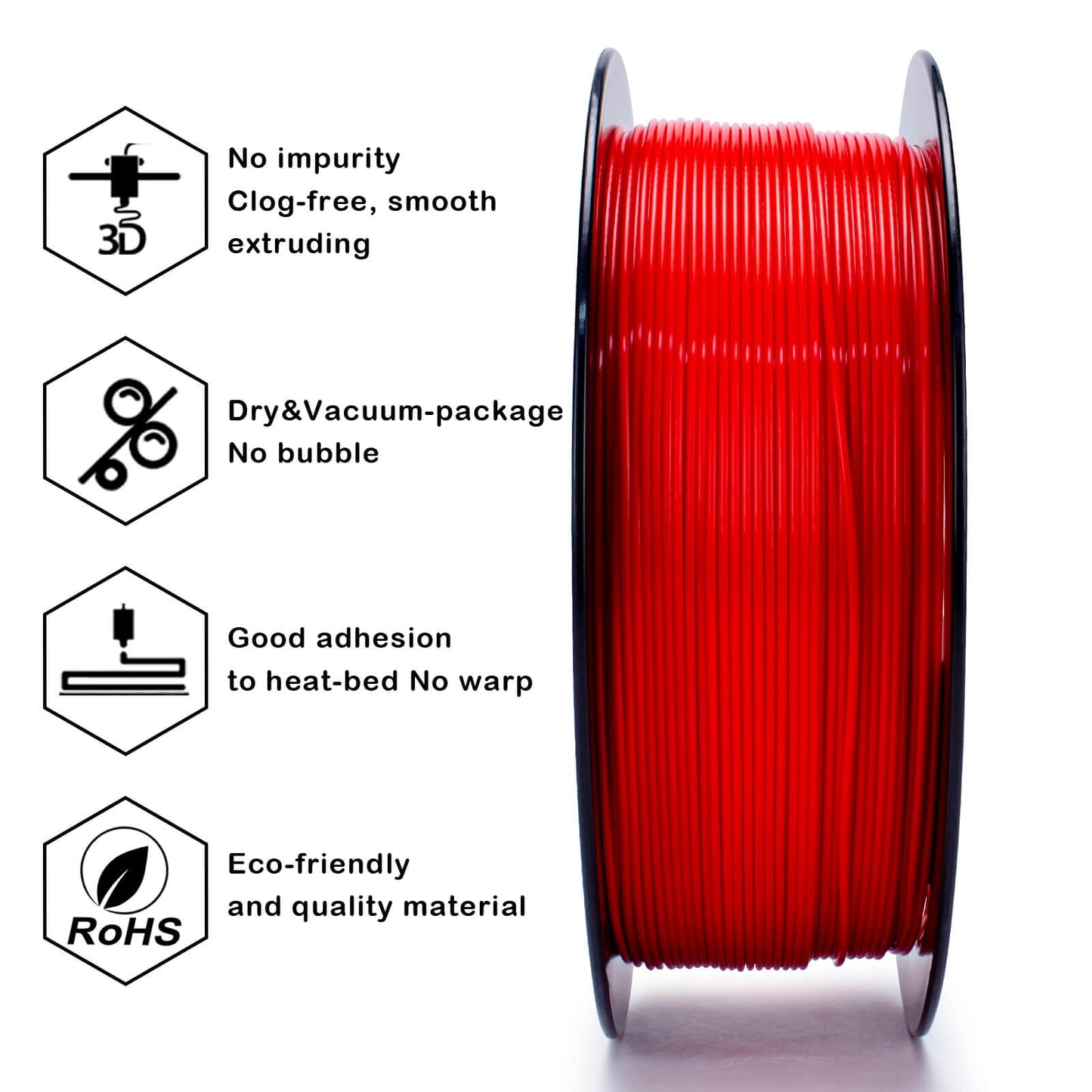 3D Craft Fluorescence PLA Filament 1.75mm, Fluo Red