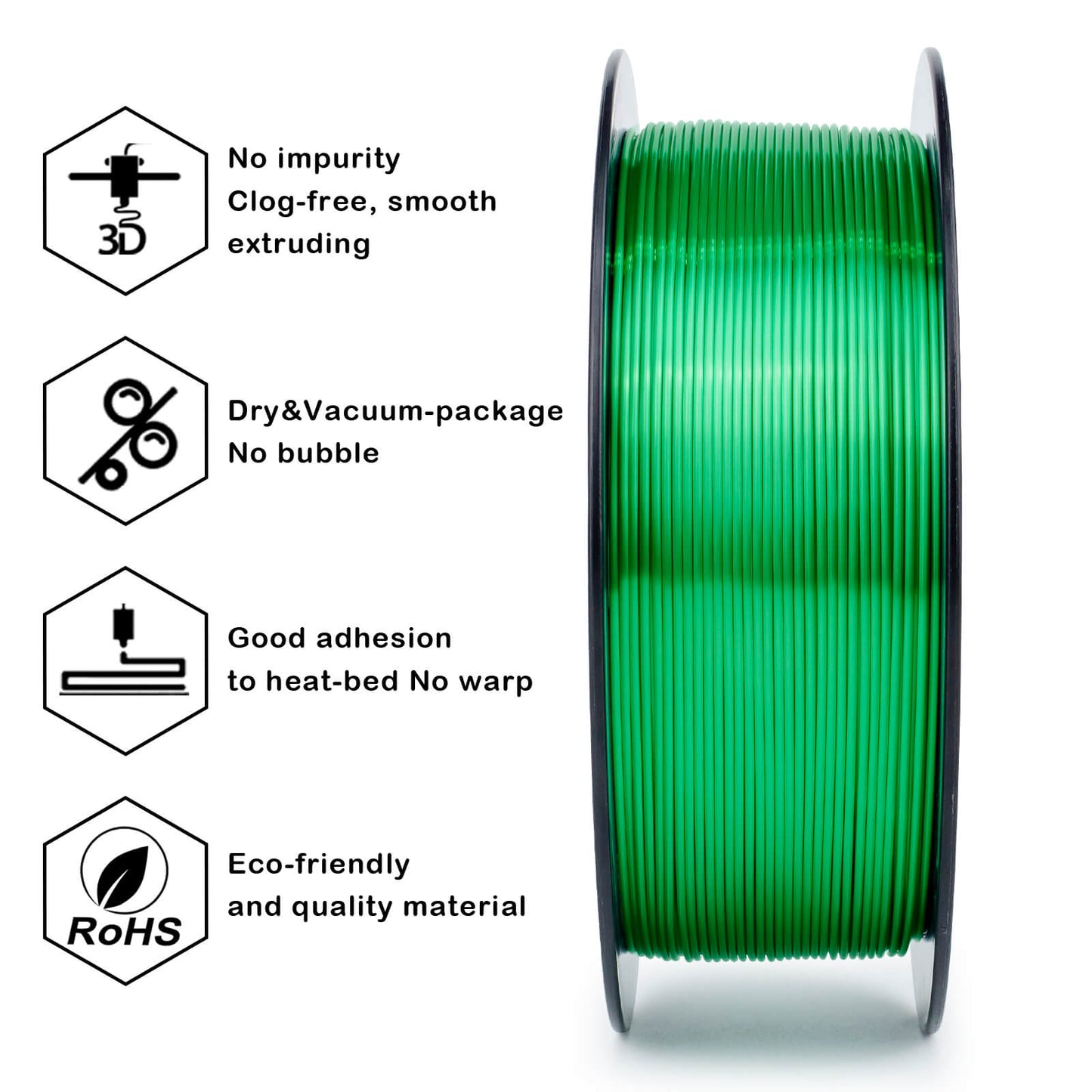 3D Craft Silk PLA Filament 1.75mm, Christmas Green