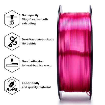 3D Craft Silk PLA Filament 1.75mm, Rose