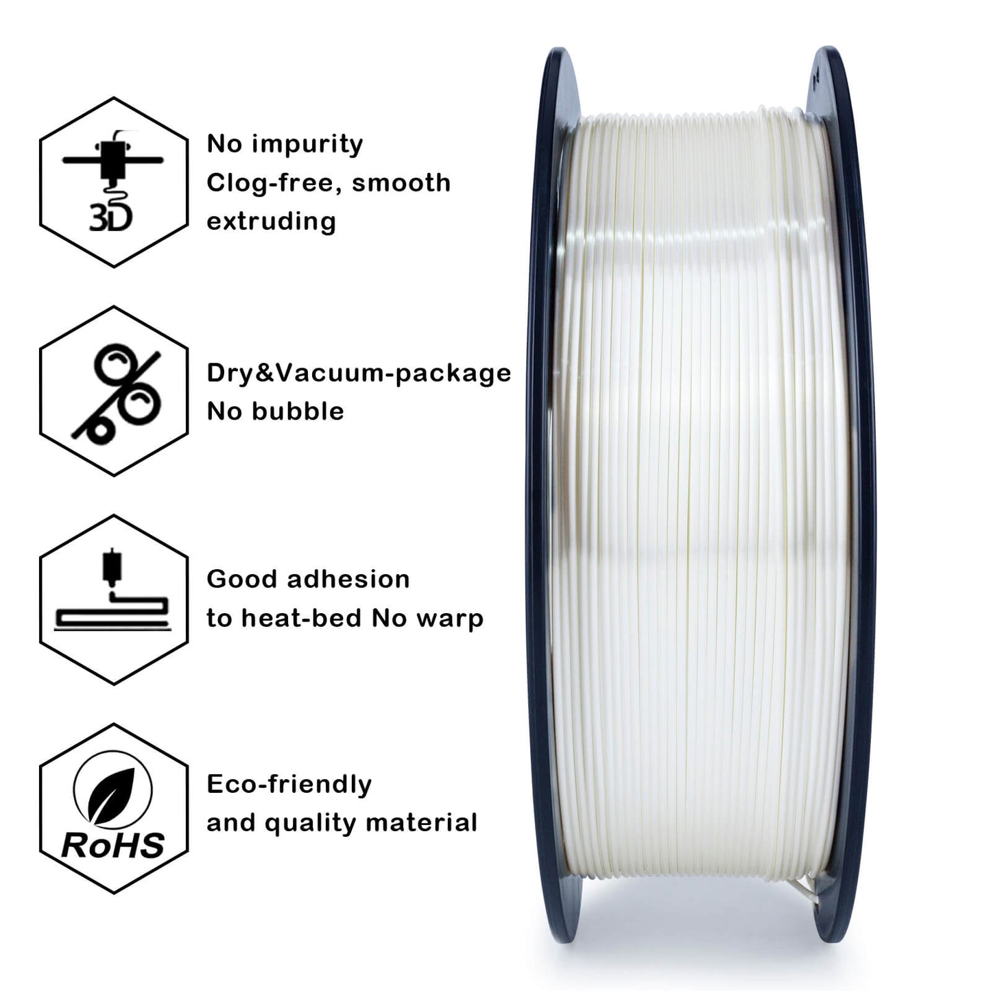 3D Craft Silk PLA Filament 1.75mm, White