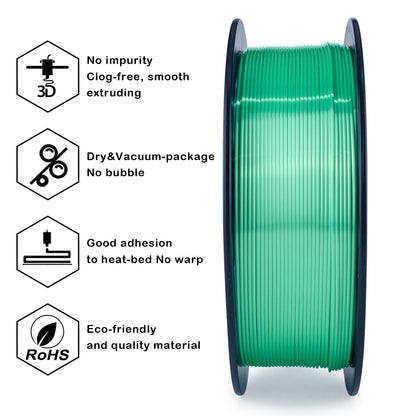 3D Craft Silk PLA Filament 1.75mm, Green