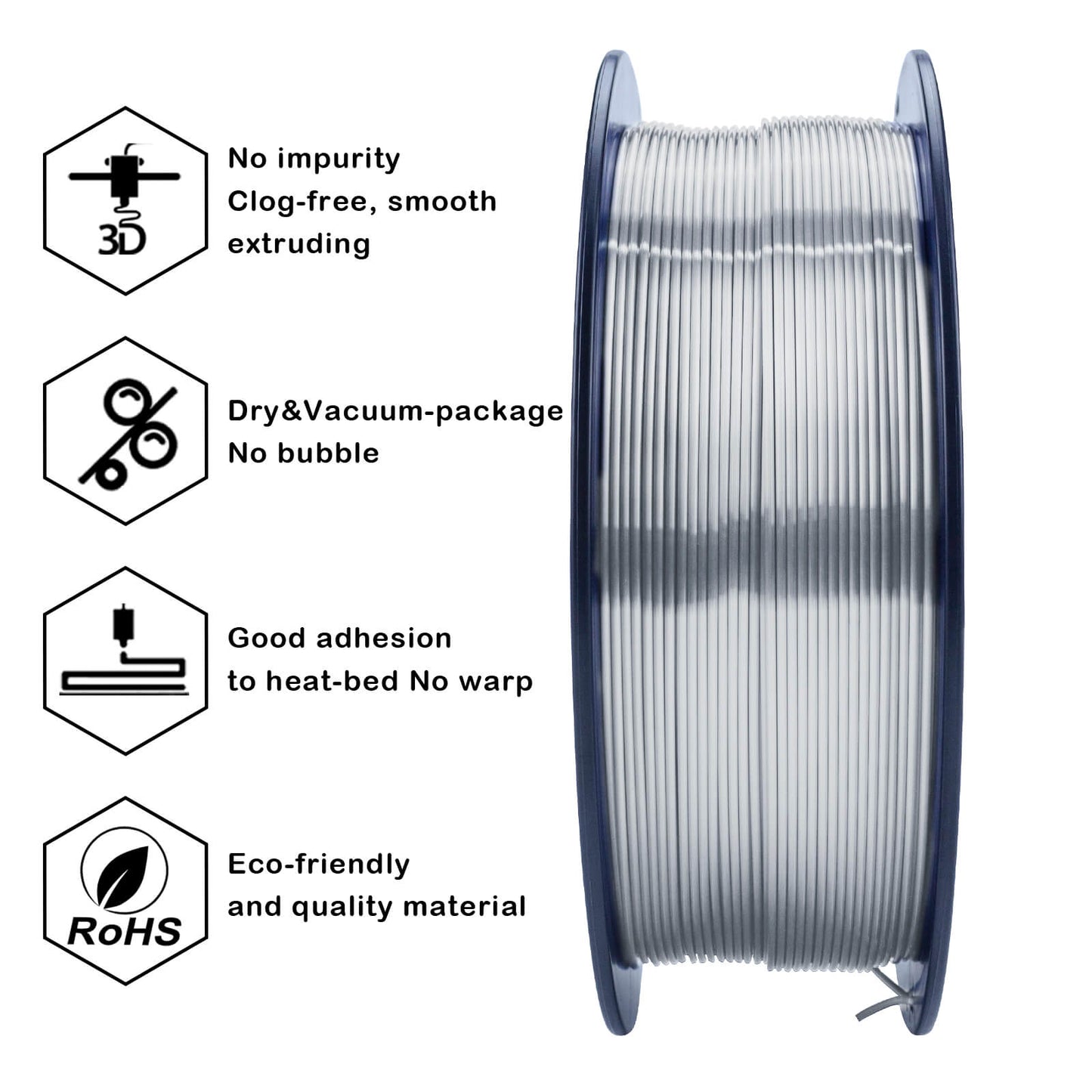 3D Craft Silk PLA Filament 1.75mm, Silver