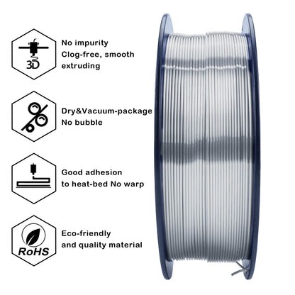3D Craft Silk PLA Filament 1.75mm, Silver