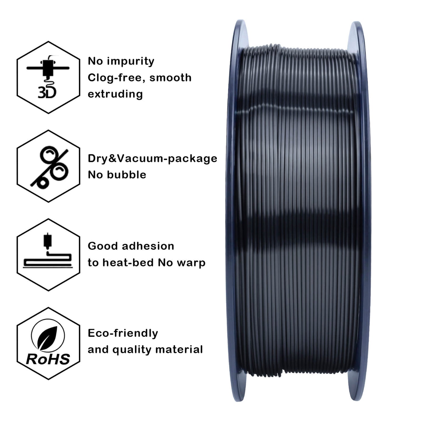 3D Craft Silk PLA Filament 1.75mm, Silver Black