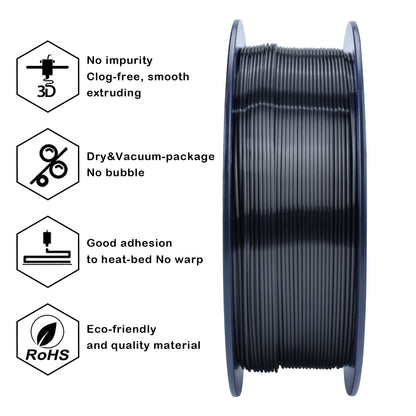 3D Craft Silk PLA Filament 1.75mm, Silver Black