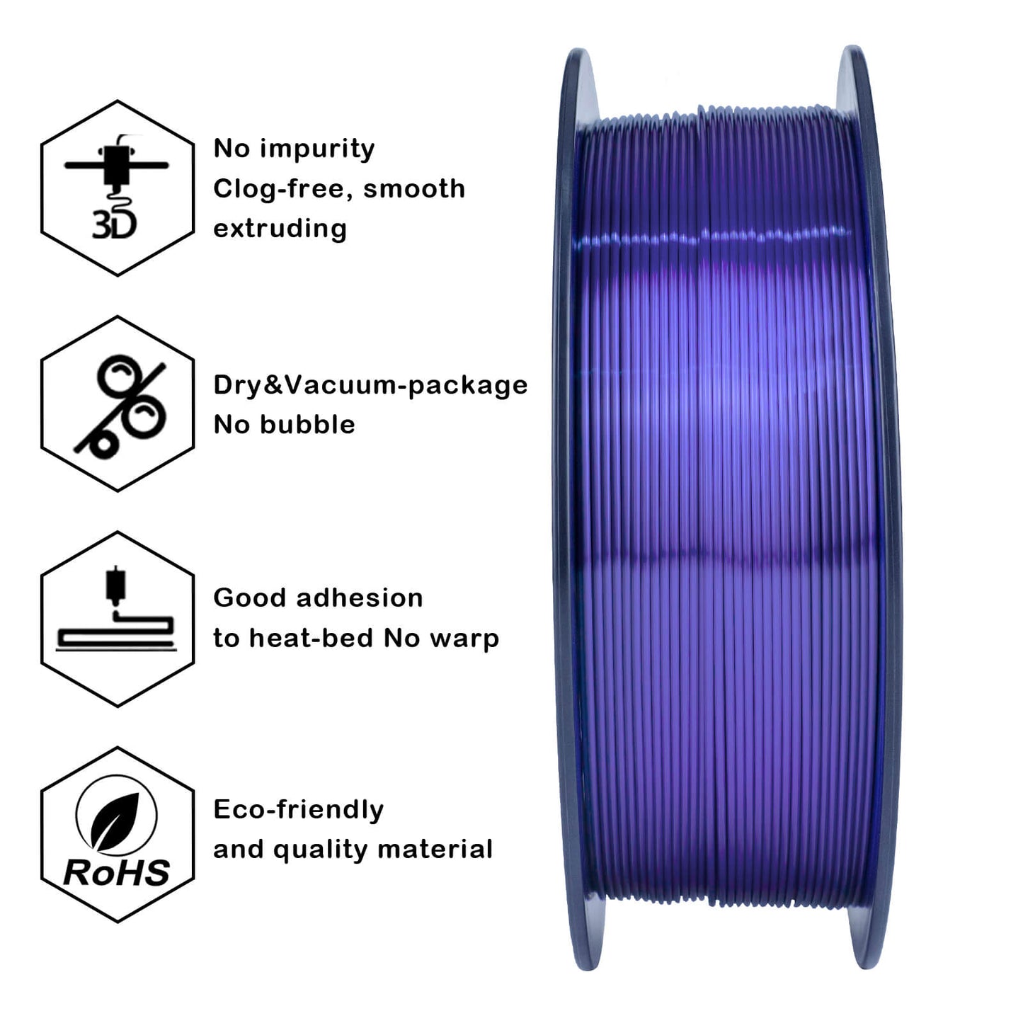 3D Craft Silk PLA Filament 1.75mm, Blue