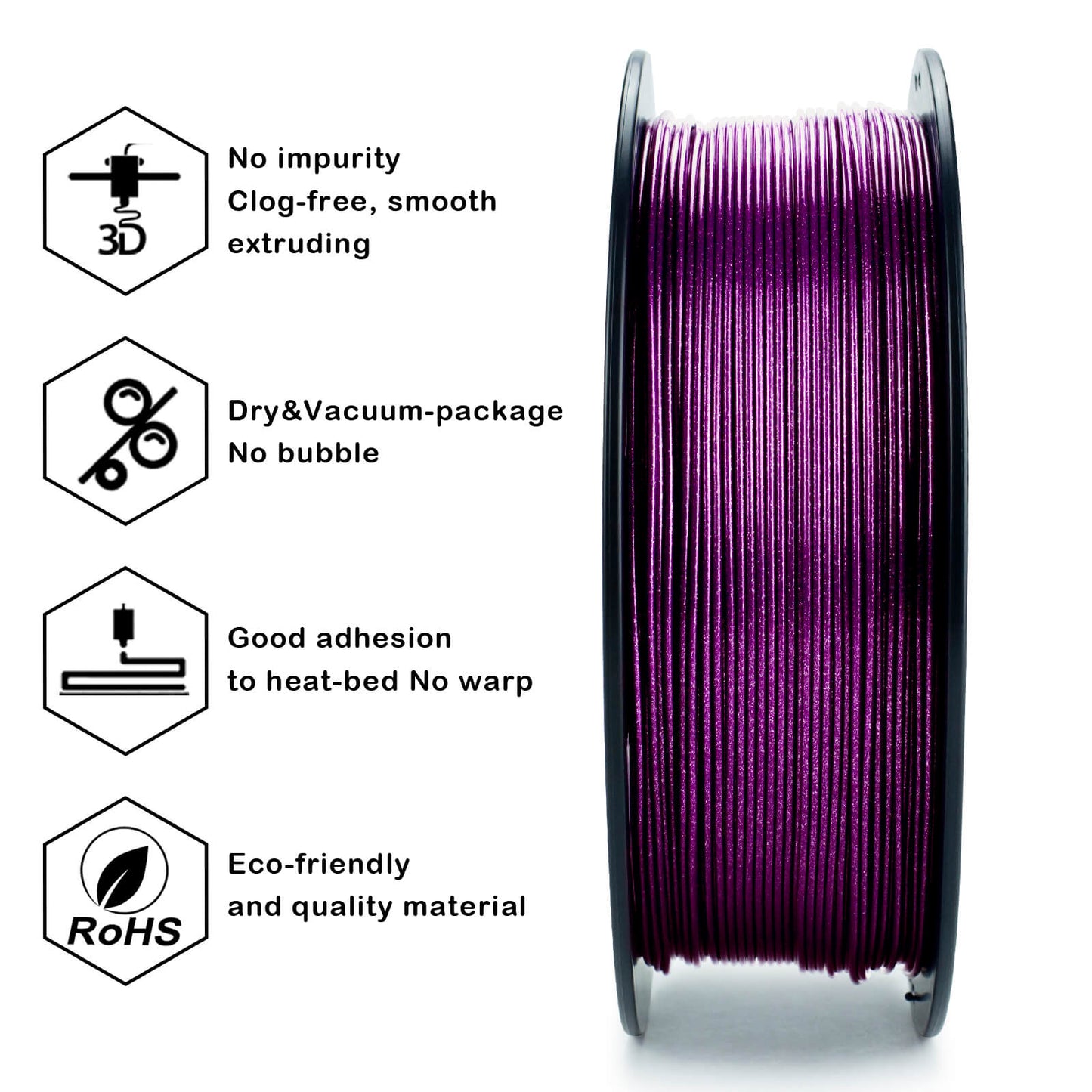3D Craft  Glitter Diamond  PLA Filament 1.75mm, Purple