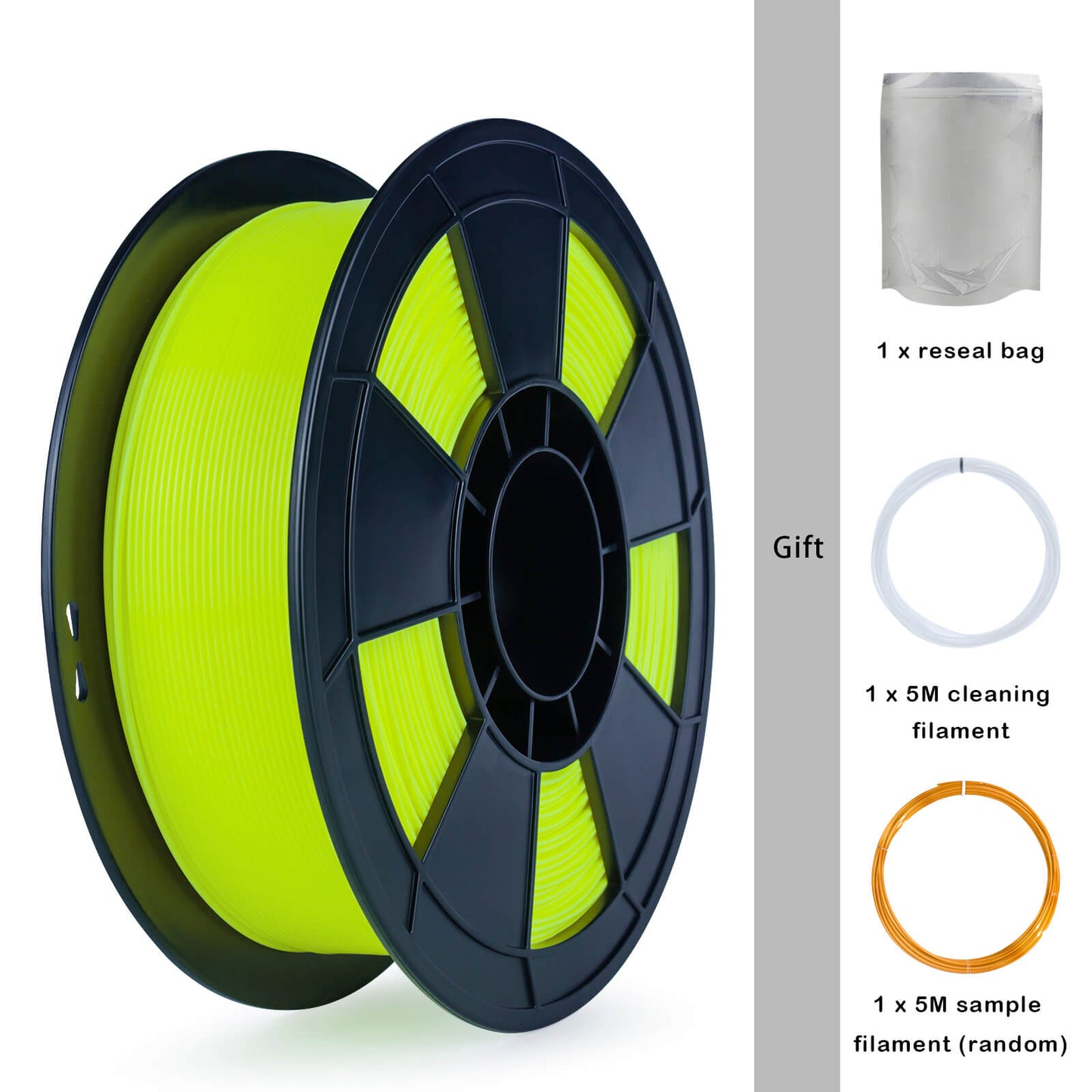 3D Craft Fluorescence PLA Filament 1.75mm, Fluo Yellow