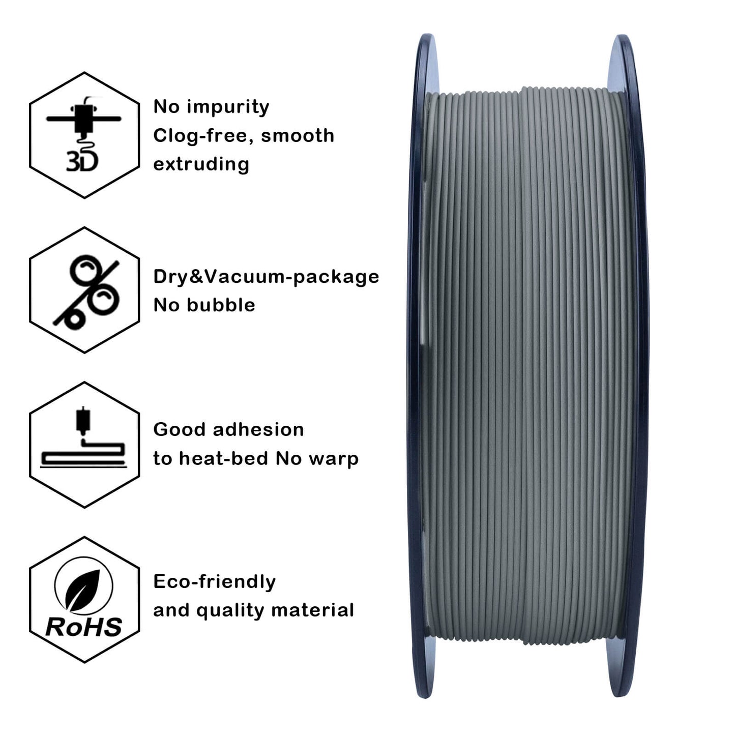 3D Craft Matte PLA Filament 1.75mm, Gray