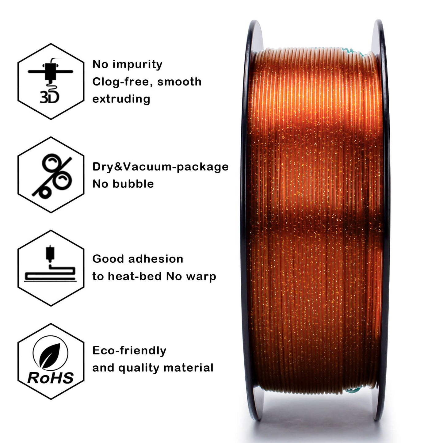 3D Craft  Glitter Twinkling PLA Filament 1.75mm, Caramel