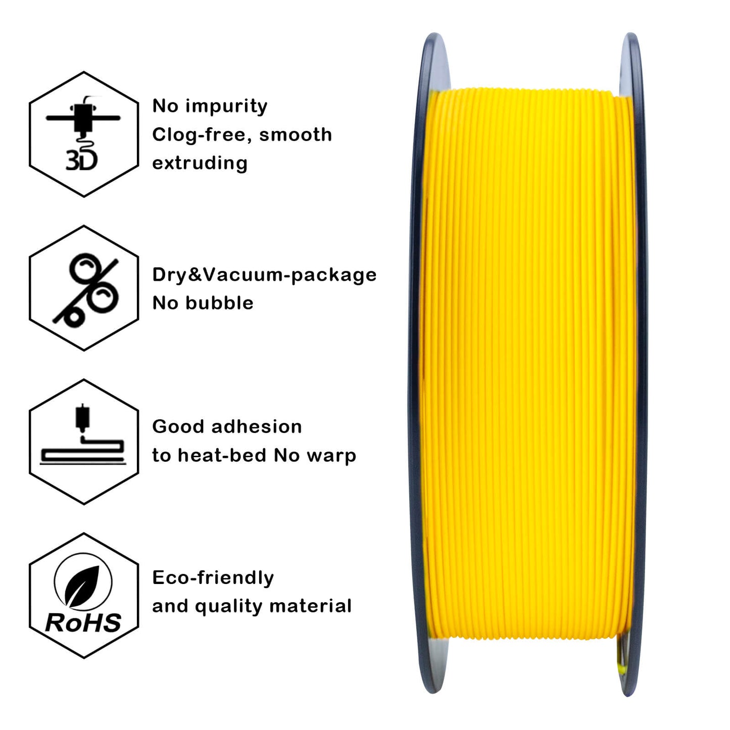 3D Craft Matte PLA Filament 1.75mm, Yellow