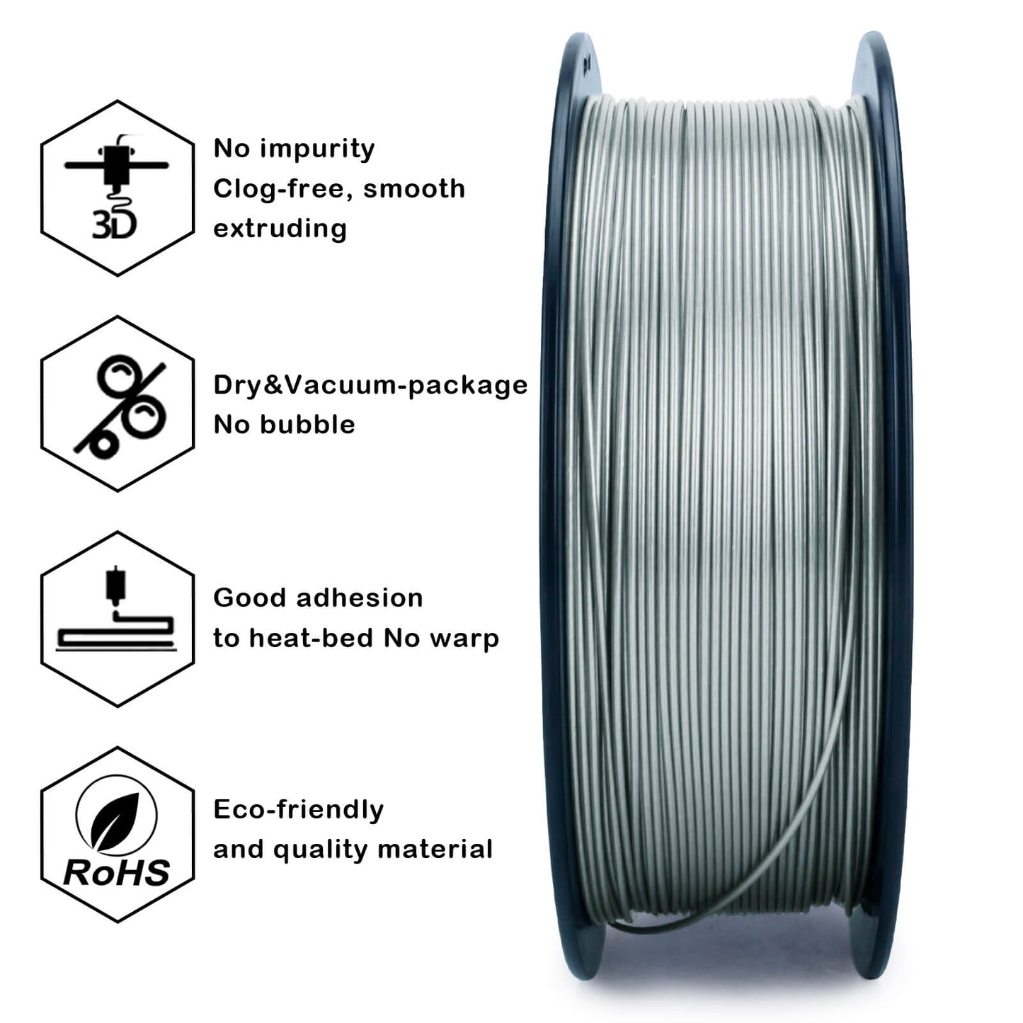 3D Craft Glitter Diamond  PLA Filament 1.75mm, Silver