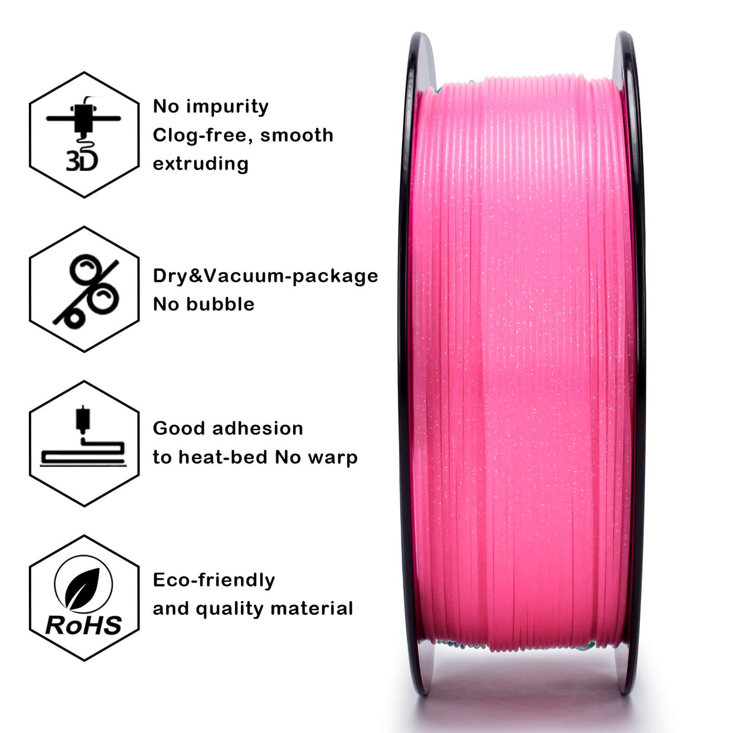 3D Craft Glitter Twinkling PLA Filament 1.75mm, Pink