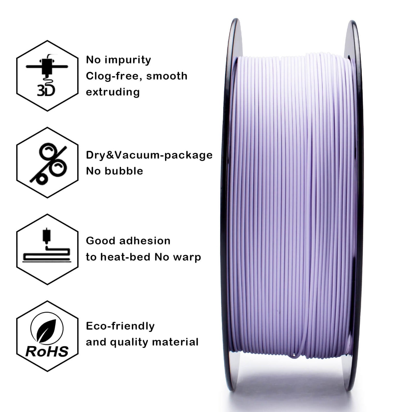 3D Craft Matte PLA Filament 1.75mm, Pastel Purple