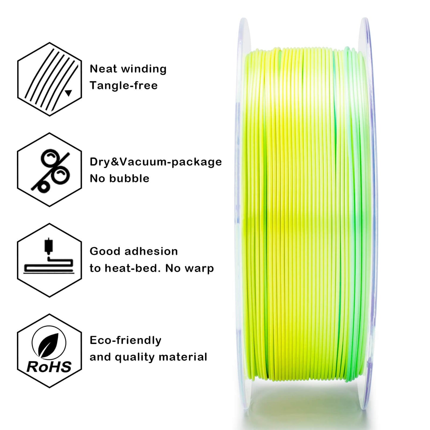 3D Craft Fast Gradient Silk PLA Filament 1.75mm, Lemon Shimmer