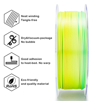 3D Craft Fast Gradient Silk PLA Filament 1.75mm, Lemon Shimmer