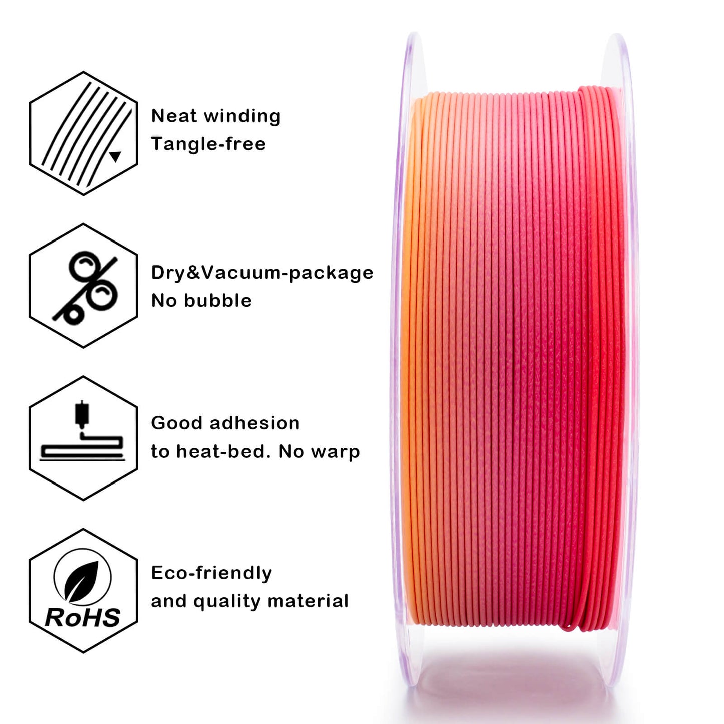 3D Craft Fast Gradient Matte PLA Filament 1.75mm, Peachy Sunrise