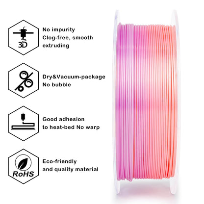 3D Craft  Fast Gradient Silk PLA Filament 1.75mm, Personality Series- Sweet