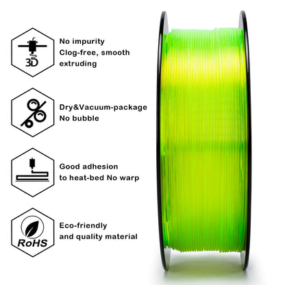 3D Craft  Translucent PLA Filament 1.75mm, Translucent Fluo Yellow