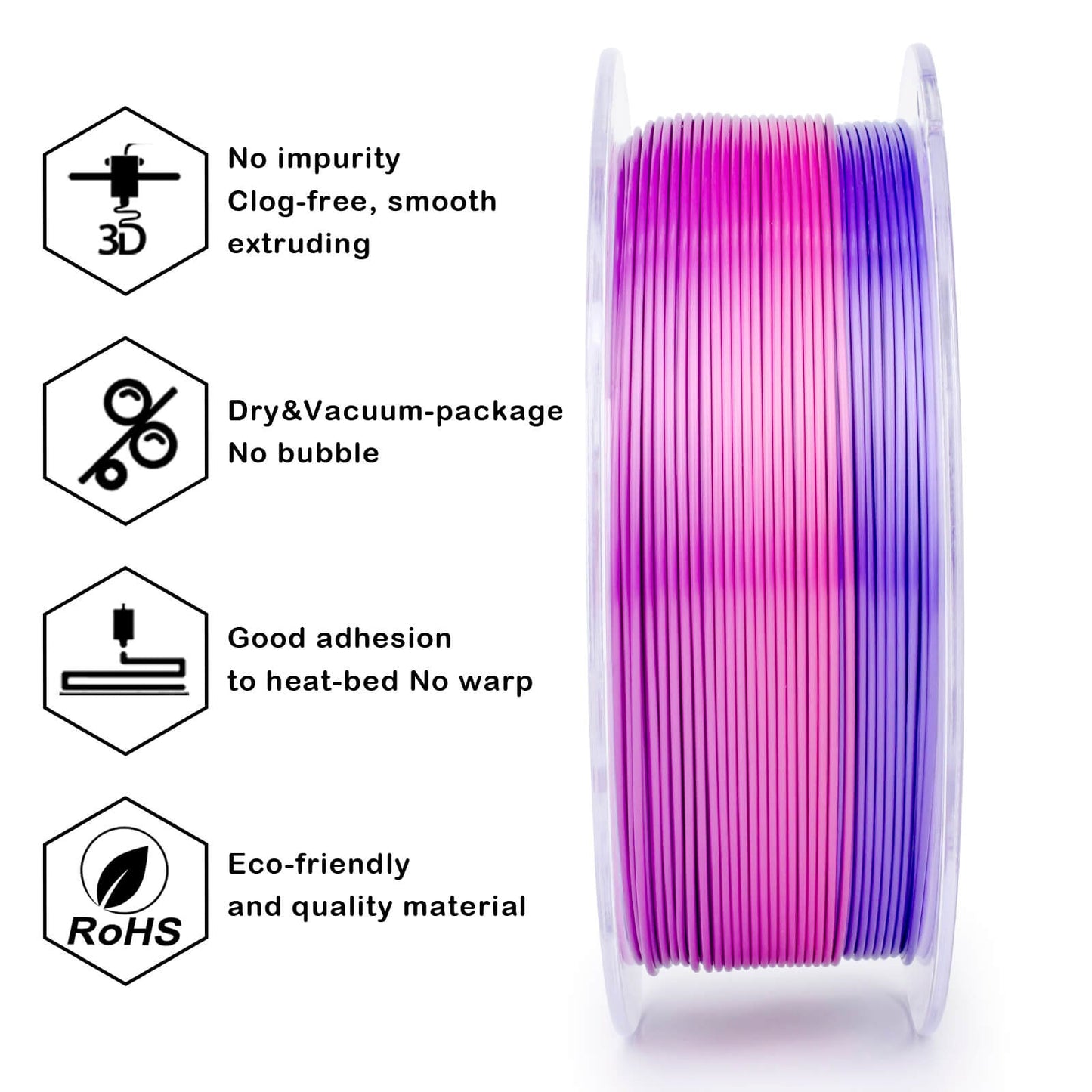 3D Craft Fast Gradient Silk PLA Filament 1.75mm, Personality Series- Romantic