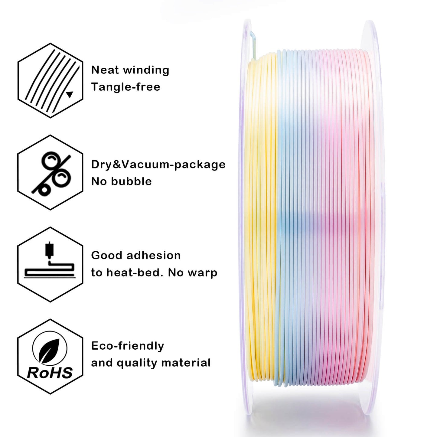 3D Craft Fast Gradient Silk PLA Filament 1.75mm, Candy