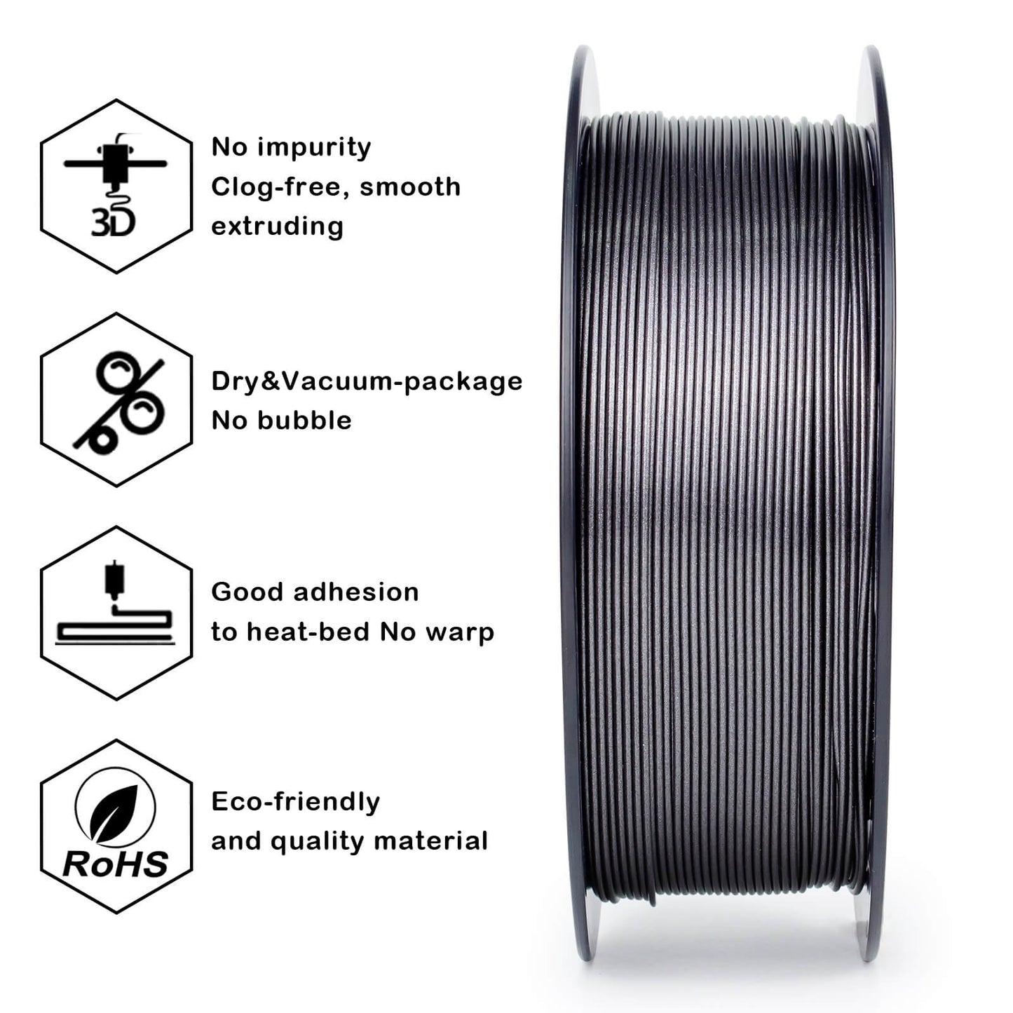 3D Craft  Glitter Diamond  PLA Filament 1.75mm, Silver Gray