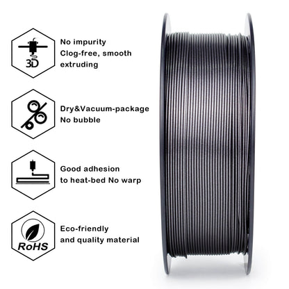 3D Craft  Glitter Diamond  PLA Filament 1.75mm, Silver Gray