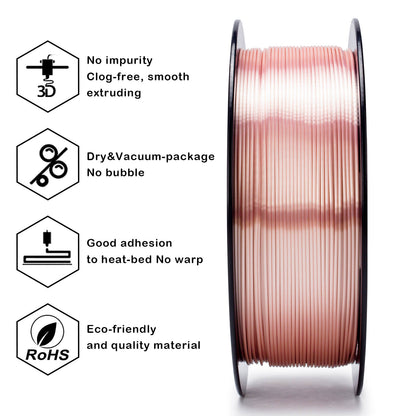 3D Craft Silk PLA Filament 1.75mm, Rose Gold