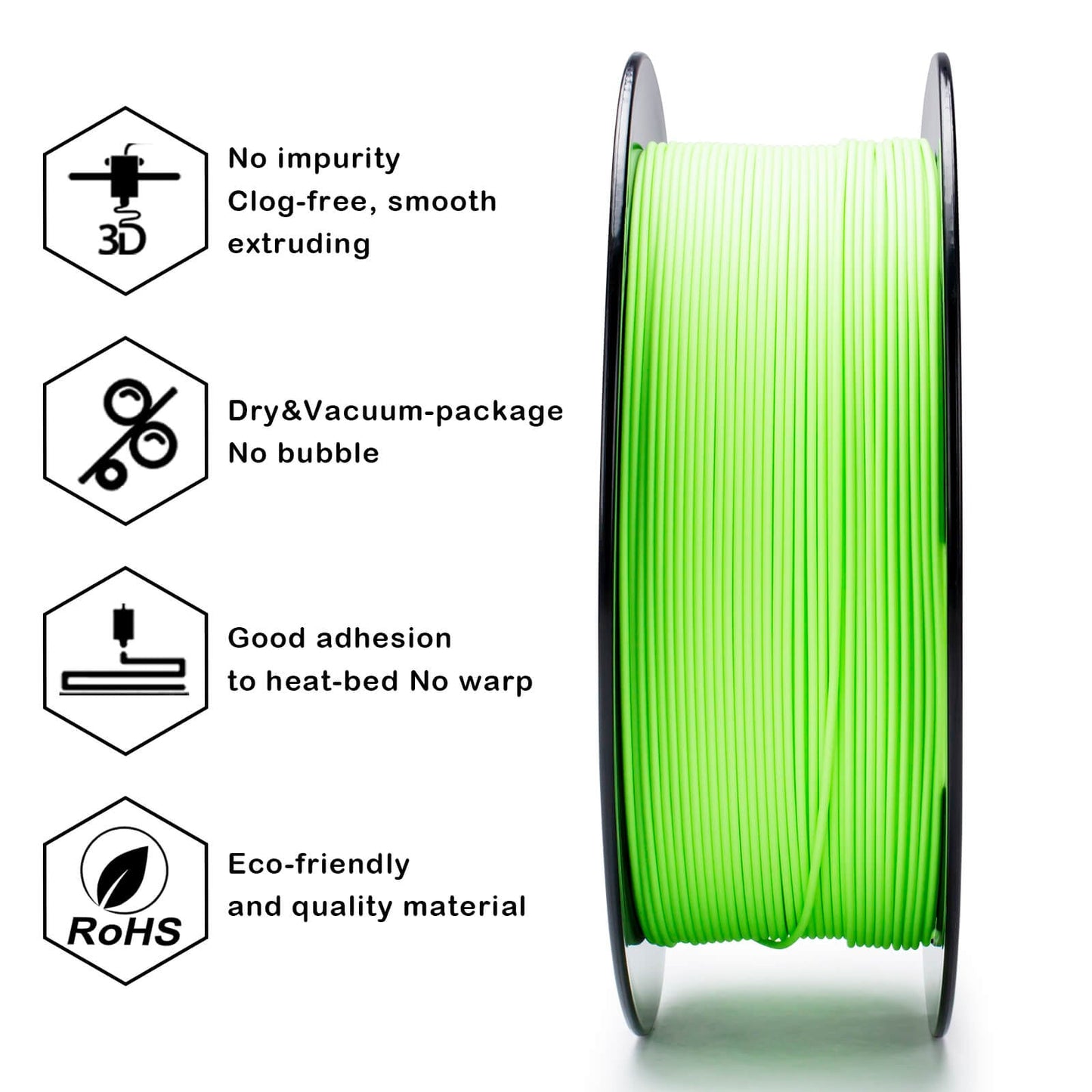 3D Craft Matte PLA Filament 1.75mm, Pastel Green