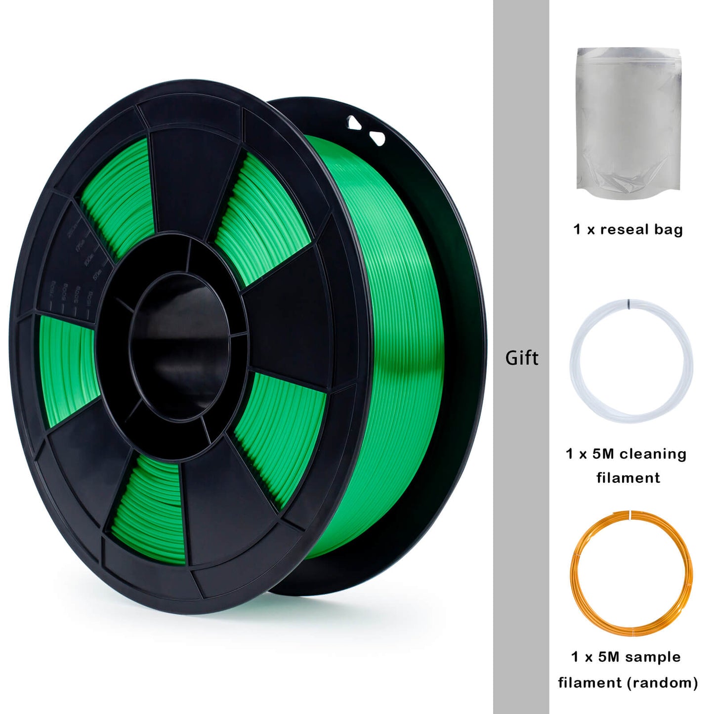 3D Craft Silk PLA Filament 1.75mm, Christmas Green