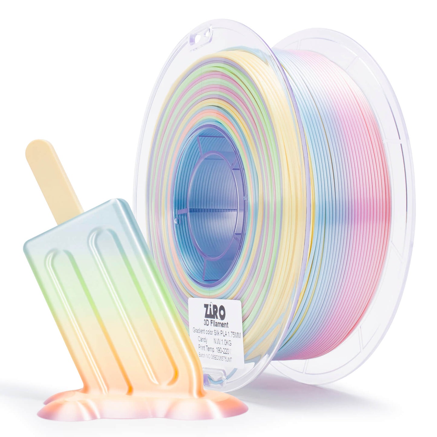 3D Craft Fast Gradient Silk PLA Filament 1.75mm, Candy