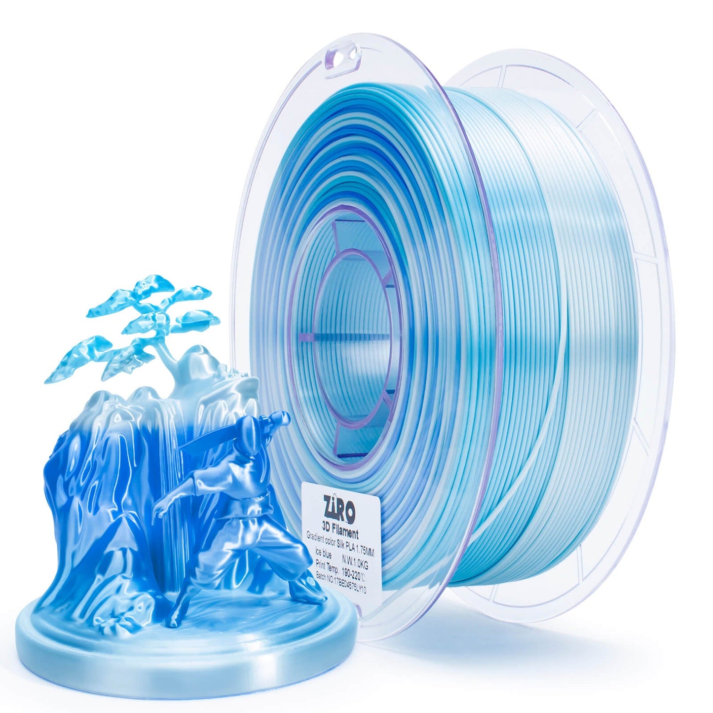 3D Craft Fast Gradient Silk PLA Filament 1.75mm, Ice Blue