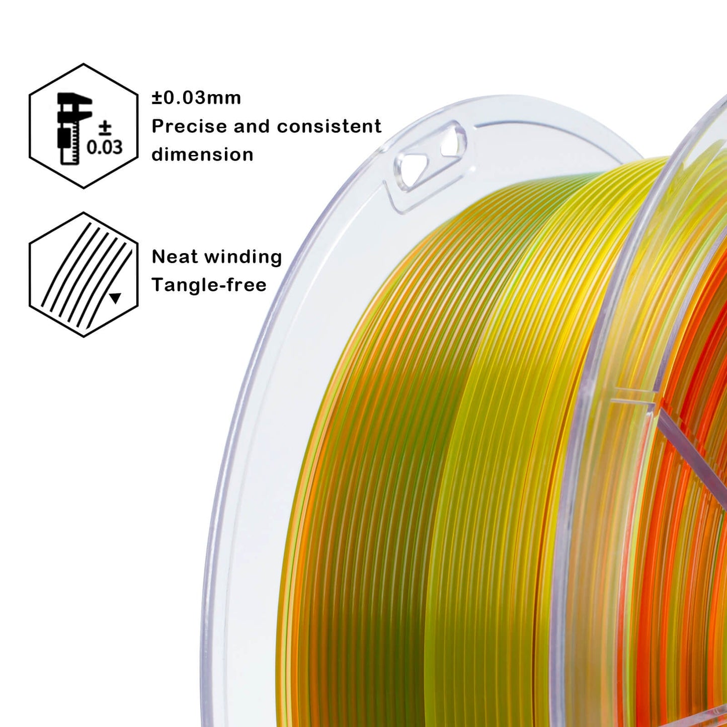 3D Craft  Gradient Translucent PLA Cristal Series Filament 1.75mm, Crystal Nectar