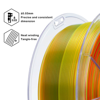 3D Craft  Gradient Translucent PLA Cristal Series Filament 1.75mm, Crystal Nectar