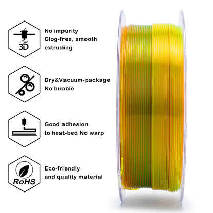 3D Craft  Gradient Translucent PLA Cristal Series Filament 1.75mm, Crystal Nectar
