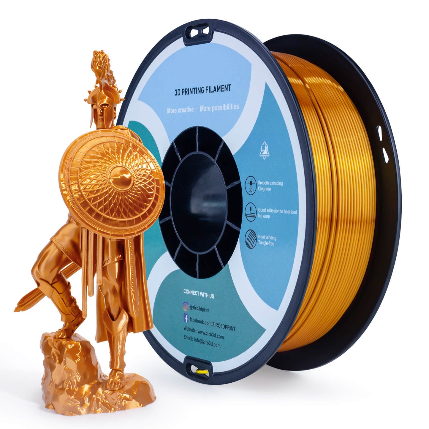 3D Craft Silk PLA Filament 1.75mm, Red Copper