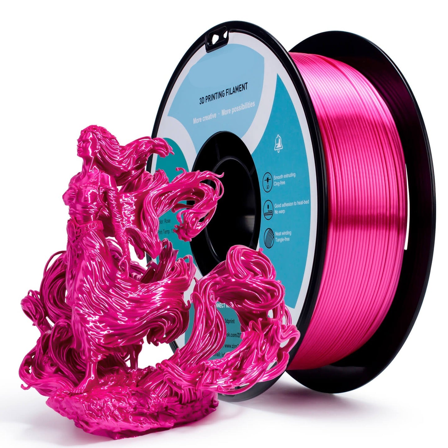 3D Craft Silk PLA Filament 1.75mm, Rose