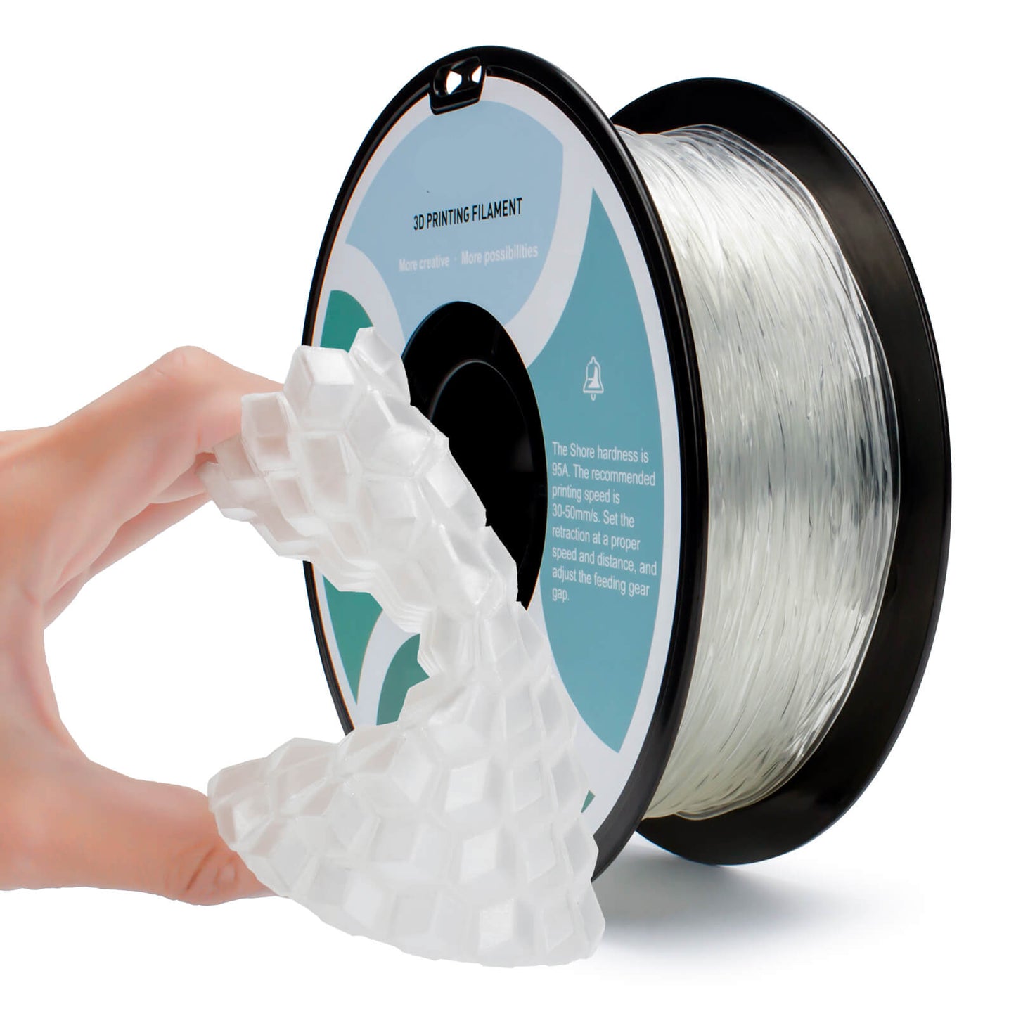 3D Craft Shore 95A Hardness TPU Filament 1.75mm, Transparent